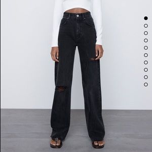 Wide leg high rise jeans